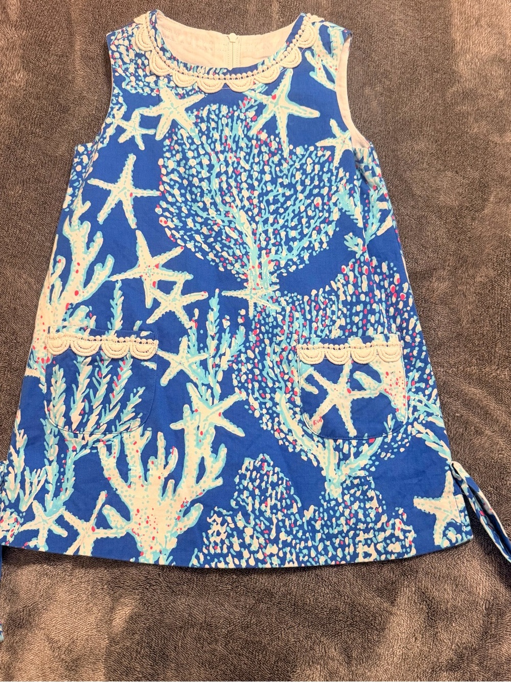 Lilly Pulitzer Blue Floral Trim Sleeveless Dress